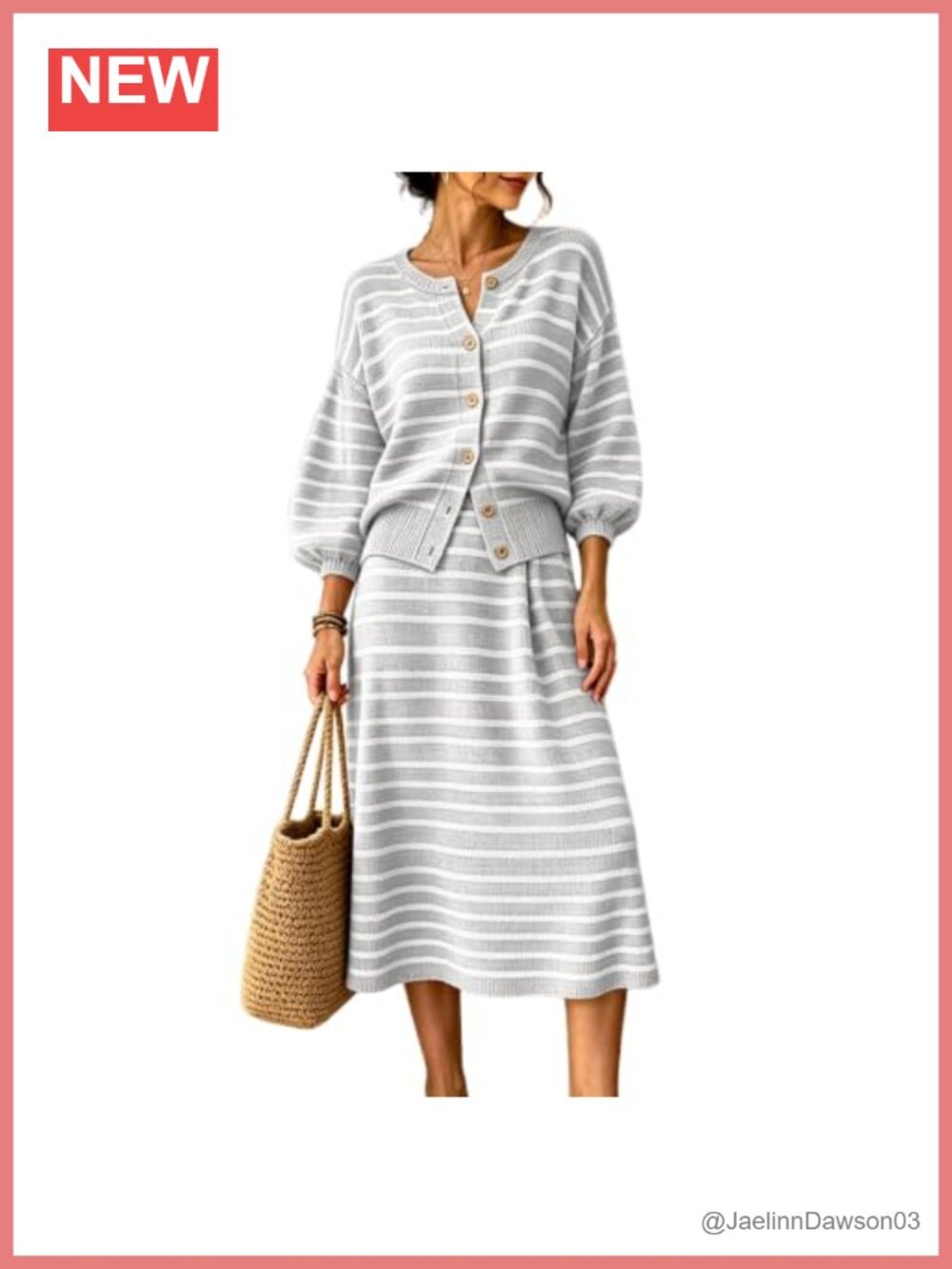 Women's 2 Piece Knit Lounge Set Button Cardigan Long Skirt Set